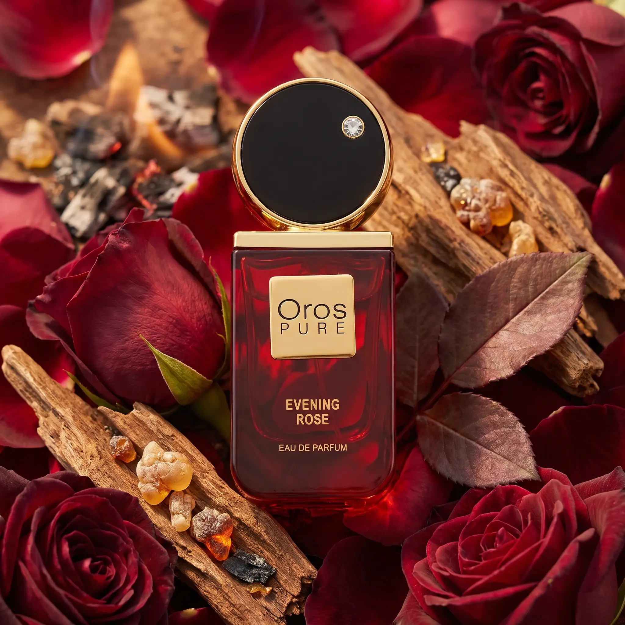 Oros Pure Evening Rose Eau de Parfum - styled